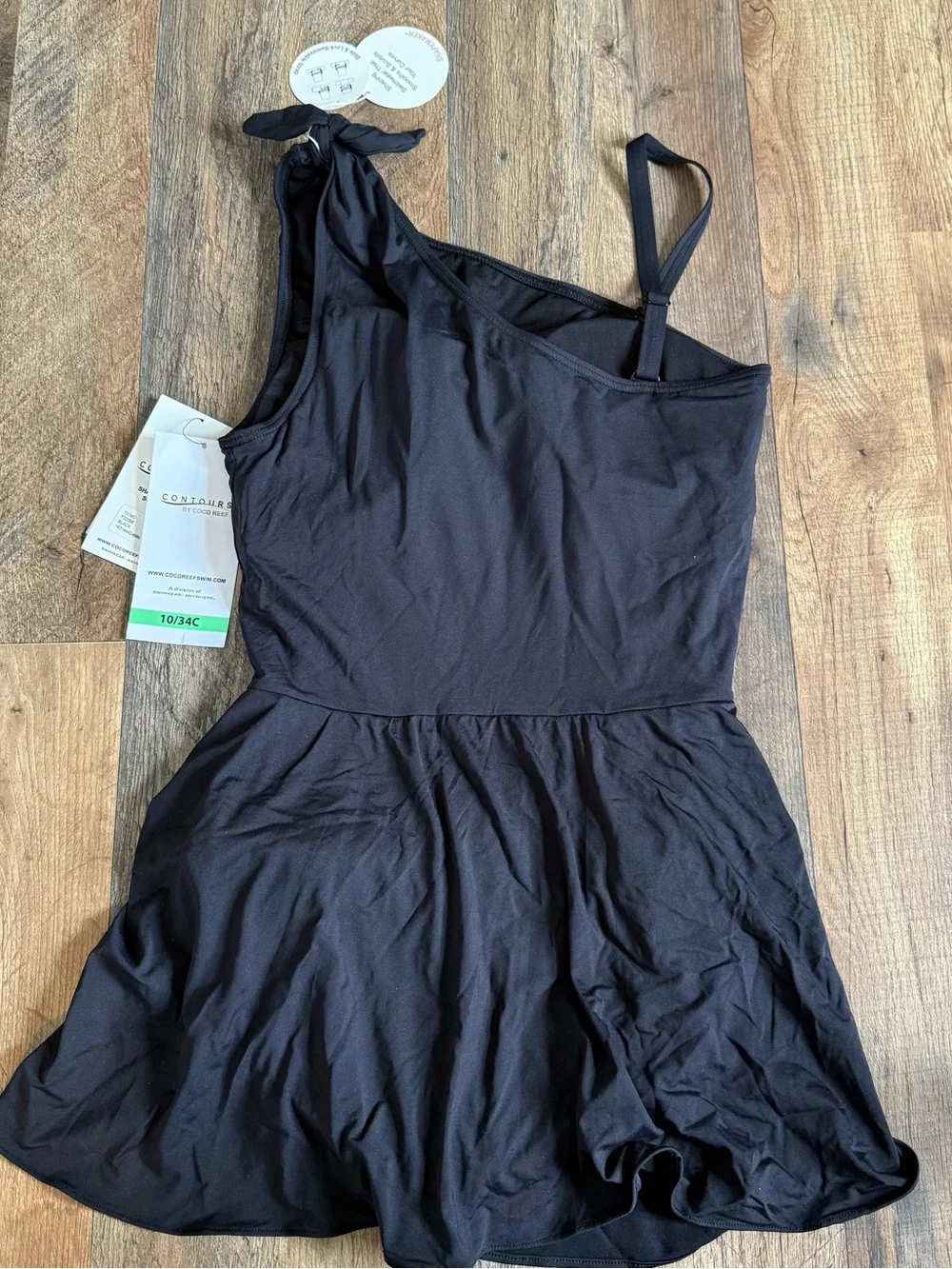 Coco Reef Black One-Shoulder Tie-Waist Swimdress - Picture 3 of 3